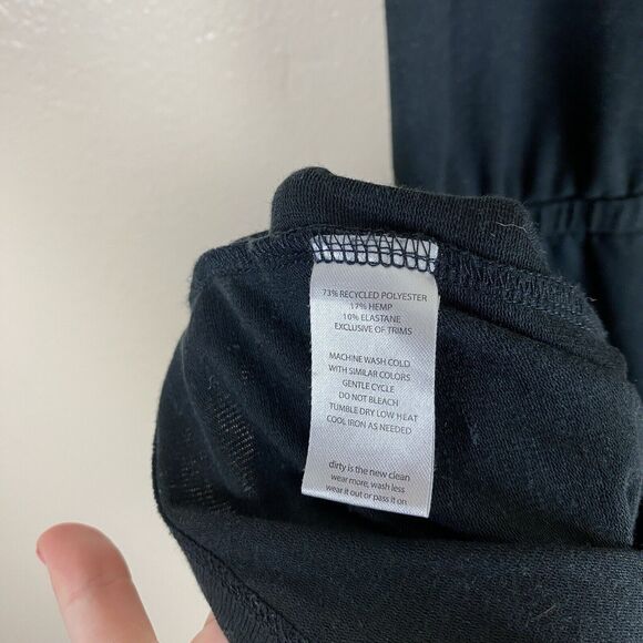 Toad & Co XL Dress Mini Hemp Blend Blouson Black Short Sleeve Shift Sheath - Picture 3 of 5